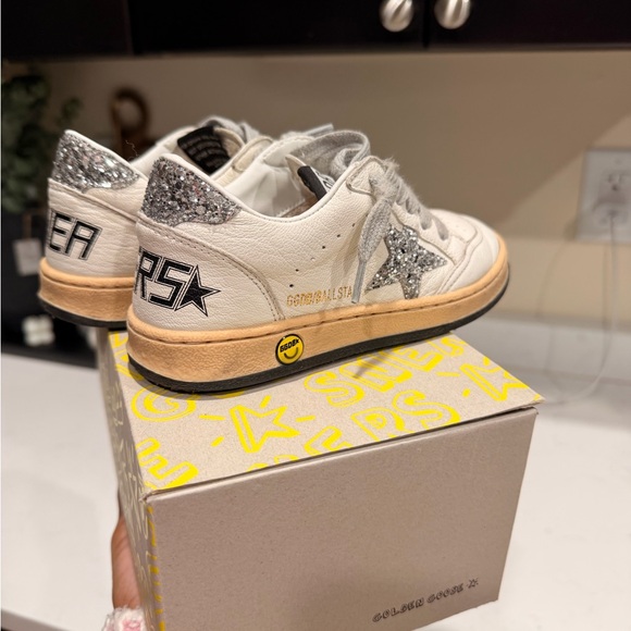 Golden Goose Kids White and Glitter Sneakers